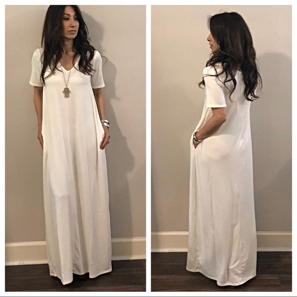 ✨LAST ONE✨Off white loose fit pocket maxi dress - Picture 3 of 8